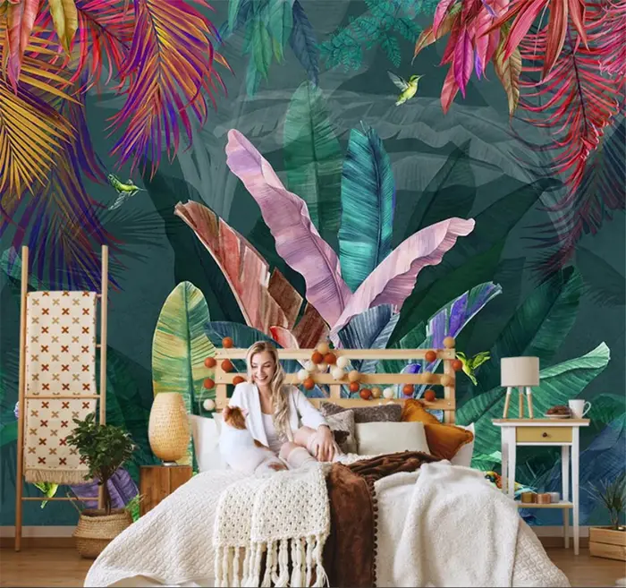 Plantes personnalisées feuille de bananier papel de parede 3d papier peint mural salon décor TV fond