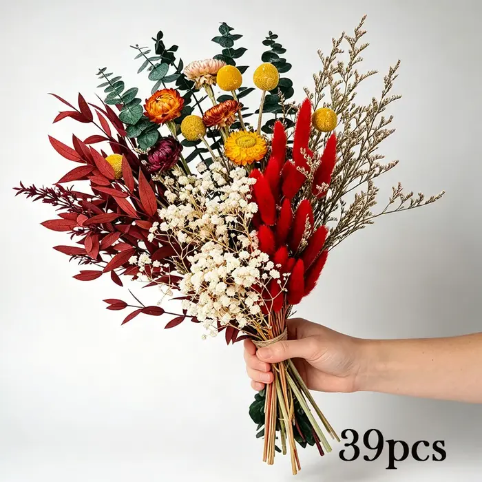 Bouquet de fleurs séchées naturelles, arrangement floral réel, décoration pour la maison, salon, cha