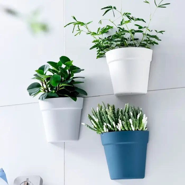Pots de fleurs muraux en plastique pour la décoration intérieure