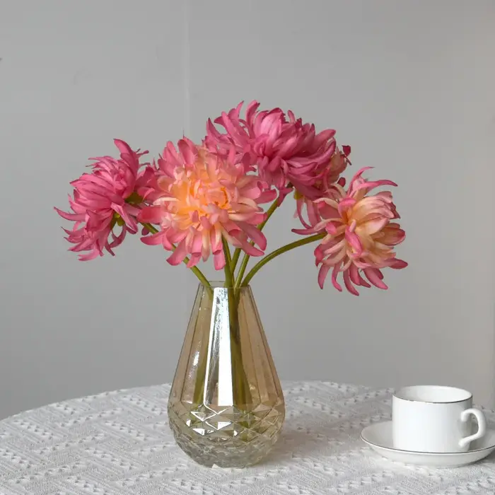 15/20 pièces de chrysanthèmes roses artificiels en forme de griffe de crabe pour mariage