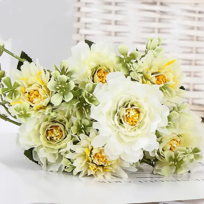 Bouquet de roses pivoines camélia artificielles, 1 pièce, fausses fleurs, pour mariage, décoration d