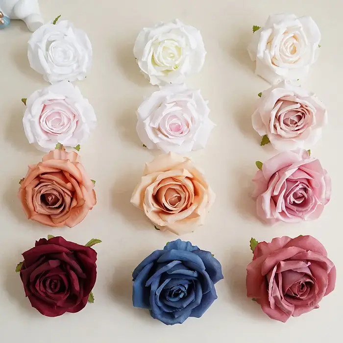 Gros Rose fleur tête 9 cm grande courolle simulée