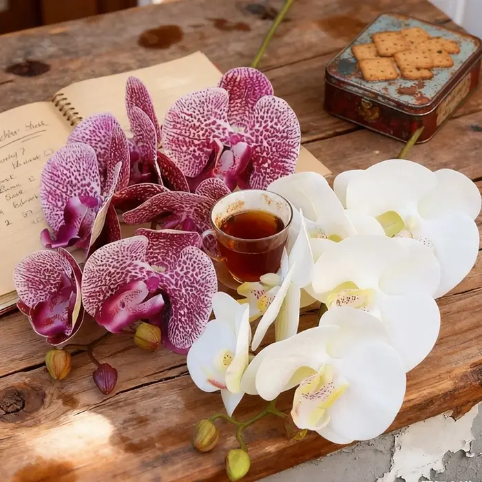 Fleurs artificielles 1 Bundle Papillon Orchidée Accueil Chambre Table Arrangement Décor Mariage Belle Bouquets Fleur Cadeaux De Noël