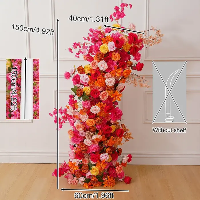 Nucleorner de fleur de pivoine rose orange, décor de toile de fond de mariage, cadre d'arc de corne,