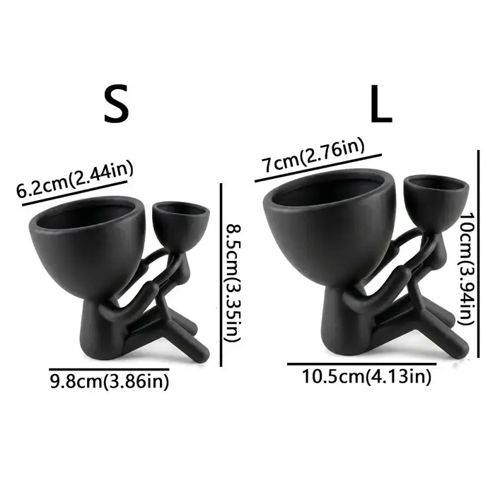 Pot de fleurs imprimé en 3D, figurine mère et enfant, thème familial, pot à plantes minimaliste avec mère et enfant enlacés, base stable anti-basculement