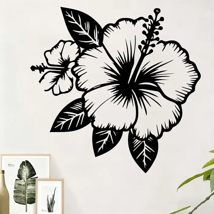 1 pièce d'art mural en métal Hibiscus