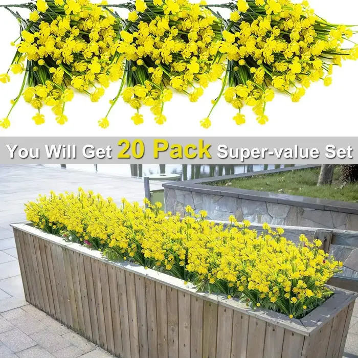 Fleurs artificielles fausses plantes extérieures arbustes en plastique résistants aux UV
