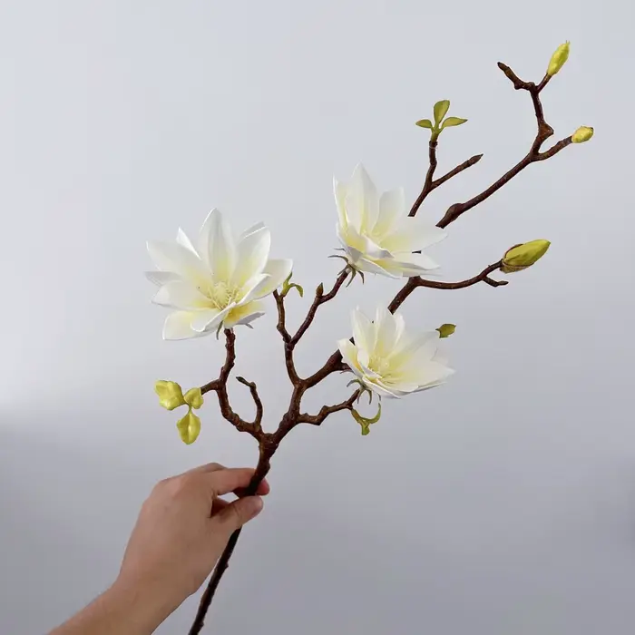 Magnolia blanc 70cm fleur artificielle Faux dégradé