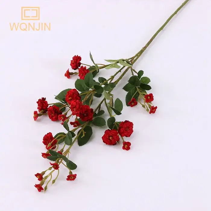 WQNJIN 75 cm bleu haute qualité européenne Mini Roses longue branche fleurs en soie artificielle mai