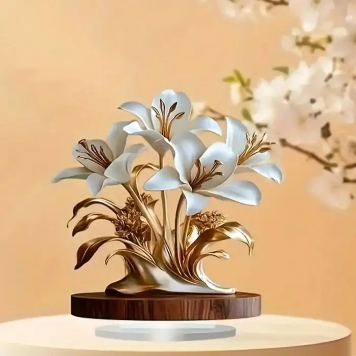 Ornement de décoration de bureau floral 20x20cm en acrylique 2D plat