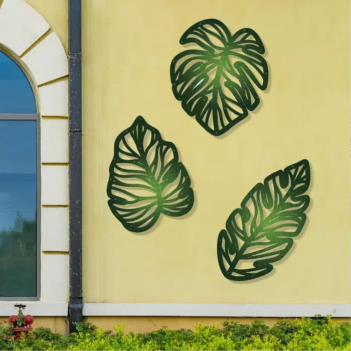 Feuilles de palmier en bois, 3 pièces, bricolage, Art mural, feuilles vertes Vintage, décor de plante, Accents suspendus pour la maison, la salle de bain et le bureau