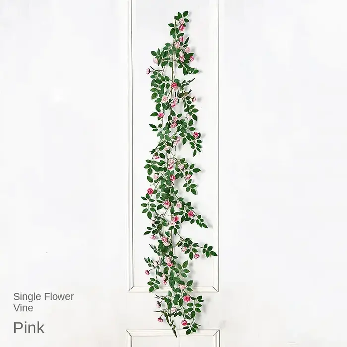 Guirxiété de plantes vertes artificielles en rotin rose, 1.8m, plante, mur, clôture, maison, jardin,