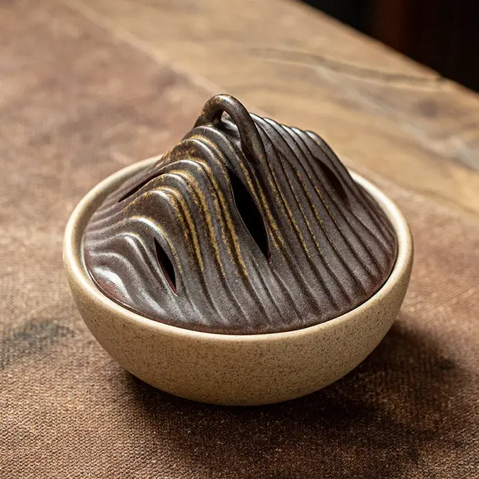 Brûleur d'encens à reflux d'argile violette, poêle d'aromathérapie, décoration de haute montagne et