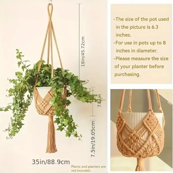Porte-plante bohème avec pochette en filet