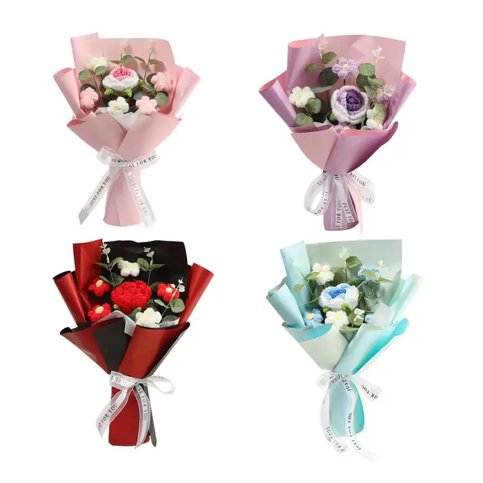 Bouquet de fleurs au crochet pour décoration intérieure – Idéal pour anniversaire
