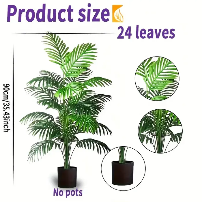 Simulation de palmier Areca, 2 pièces, 24 feuilles, plantes vertes, arbres artificiels réalistes, ad
