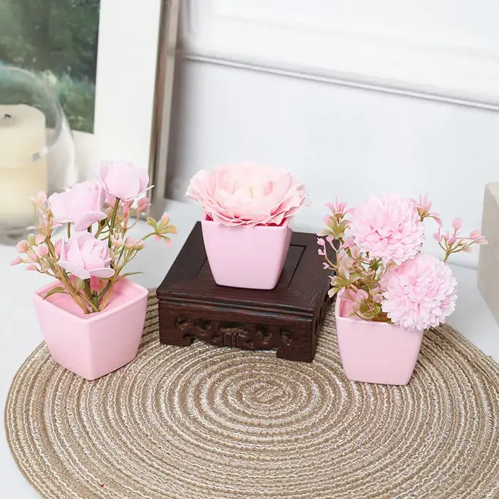 (Un ensemble de 3 pièces) de mini plantes en pot simulées adaptées à la décoration de maisons