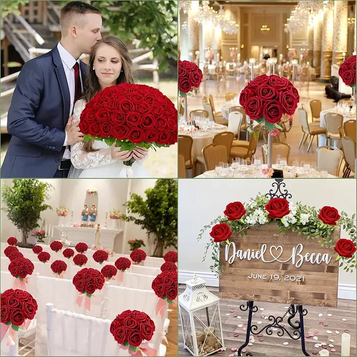 Roses rouges artificielles en vrac