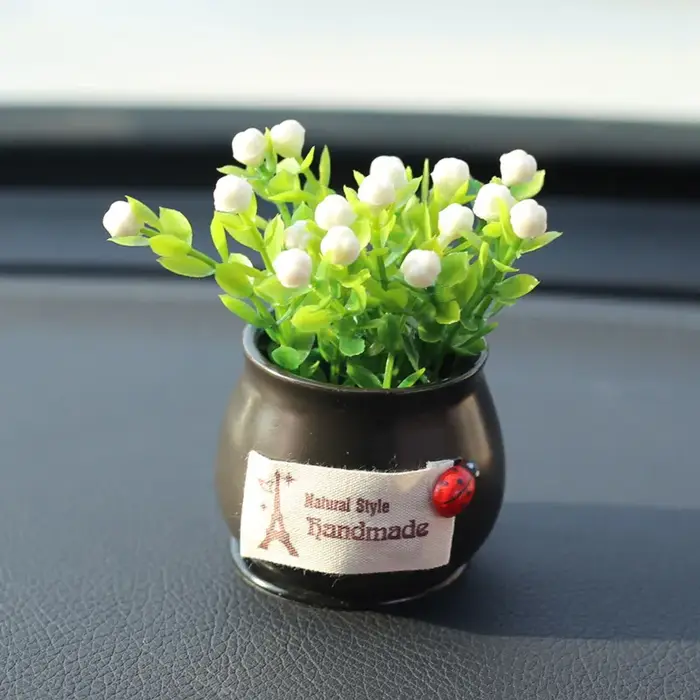 Plante porte-bonheur en pot, décoration créative pour voiture, fleur d'amour, pot en céramique, orne
