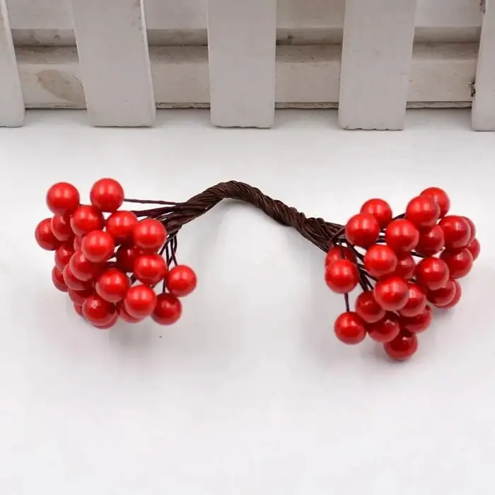 Bouquet de baies artificielles, fausse plante, décoration de noël pour arbre de noël, ornement pour 