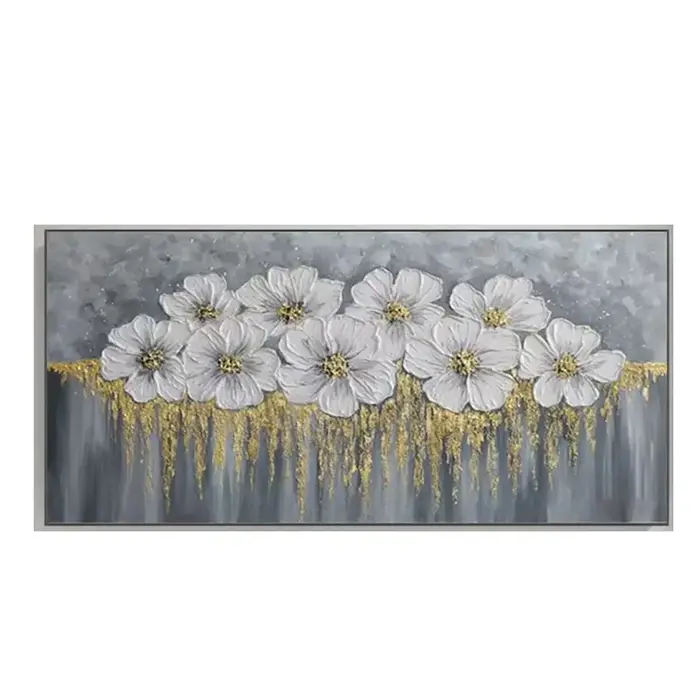 Tableau sur toile moderne Fleur de cerisier, Peintures florales texturées au couteau à palette pour 