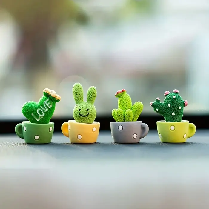 1 lot de 4, Cactus succulent en résine