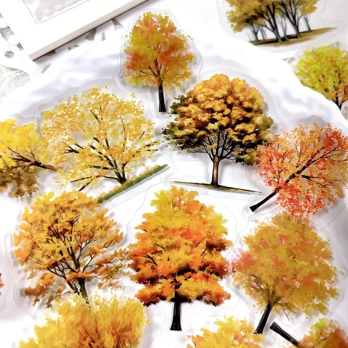 JIANQI 40 pièces/paquet de nombreux matériaux d'arbre autocollants quatre saisons décor bricolage compte à main journal