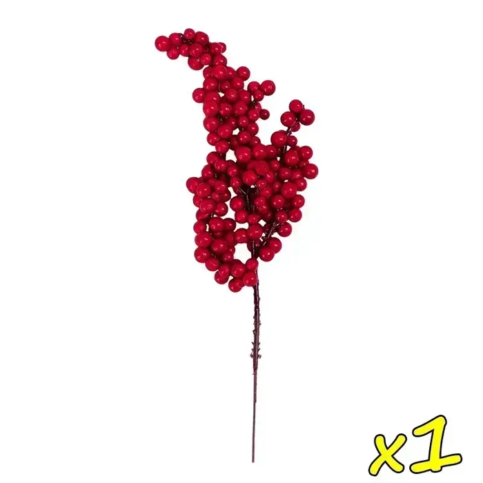 Branche de baies rouges artificielles de Noël
