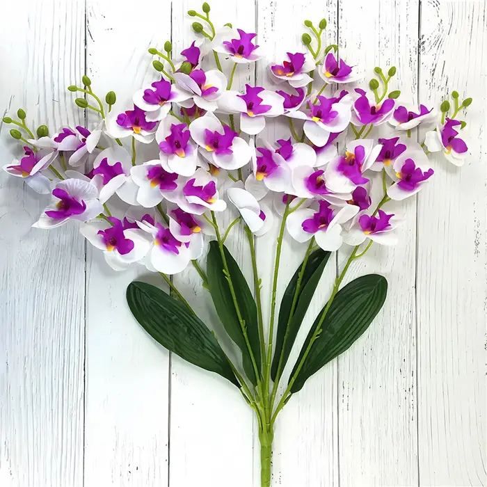 Fleurs artificielles en soie Phalaenopsis, 7 fourchettes, bonsaï, plantes en pot pour salon, décorat