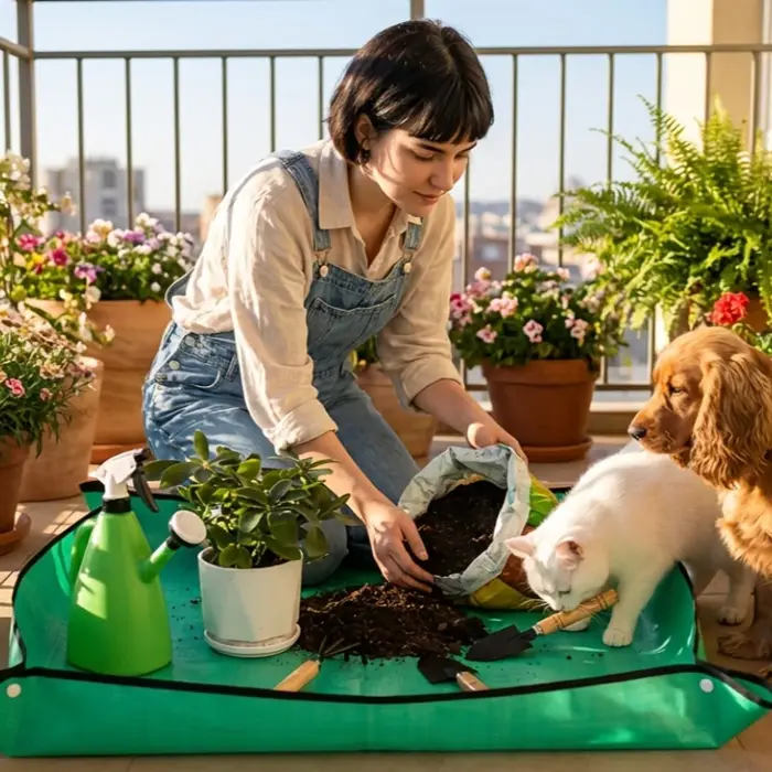 Tapis de régénération des plantes, tapis de transplantation imperméable, portable, carré, pliable et facile à nettoyer, tapis de transplantation pour plantes succulentes