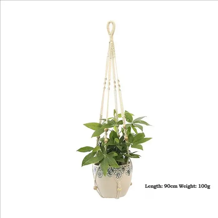 Support mural en macramé fait main pour plantes suspendues