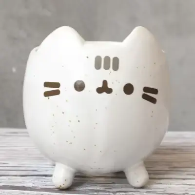 Pot de plantes succulentes avec trou, jardinière de fleurs d'animaux mignons, joli petit chat, décor