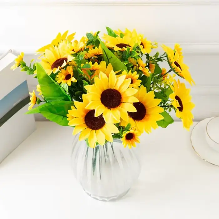 1 Bouquet de 13 Têtes de Tournesols Artificiels de 30 cm