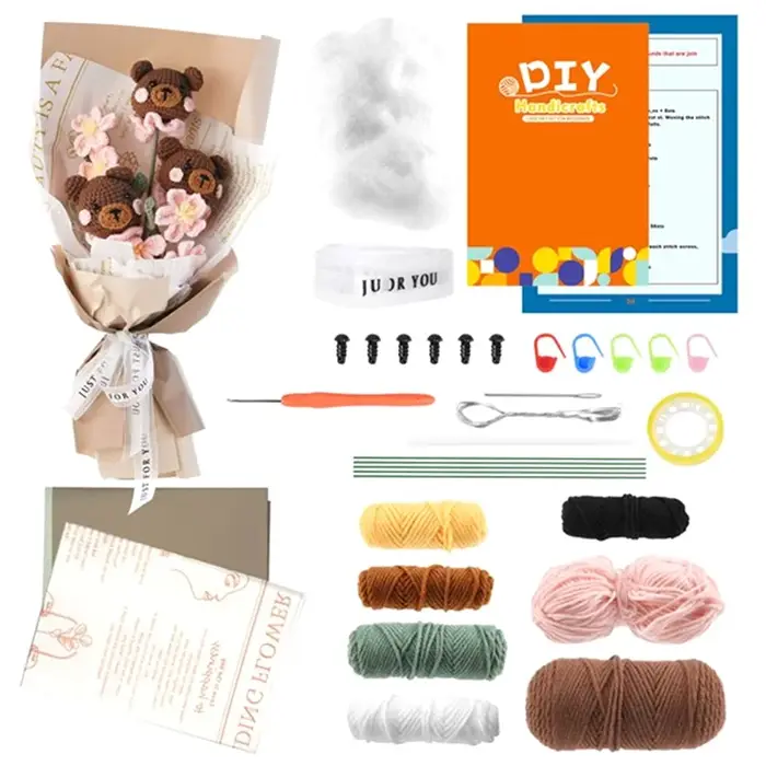 Kit de crochet de bouquet de fleurs pour adultes et débutants