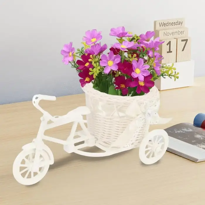 Panier de fleurs de vélo en rotin