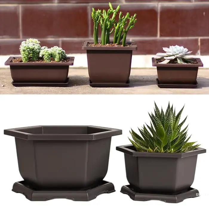 Pot de fleurs ovale carré et Hexagonal, plante succulente, bonsaï, petits jardinières en plastique, Imitation de poterie violette, vente en gros