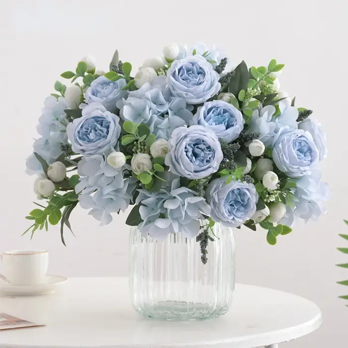 Bouquets en soie bleue