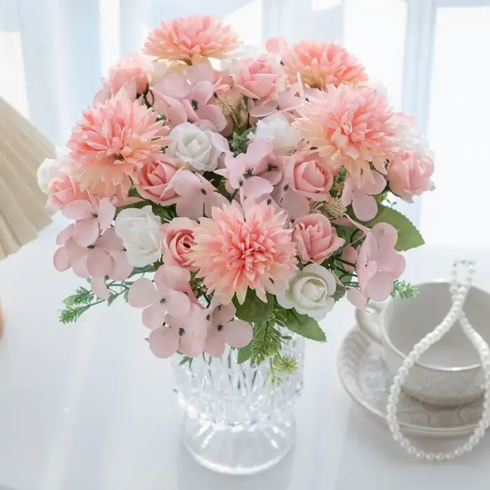 Fleur artificielle soie Rose Accueil Vase Table Bonsaï festival Fête En Plein Air Jardin Mariage Bouquet De Mariée BRICOLAGE cadeau boîte Décoration