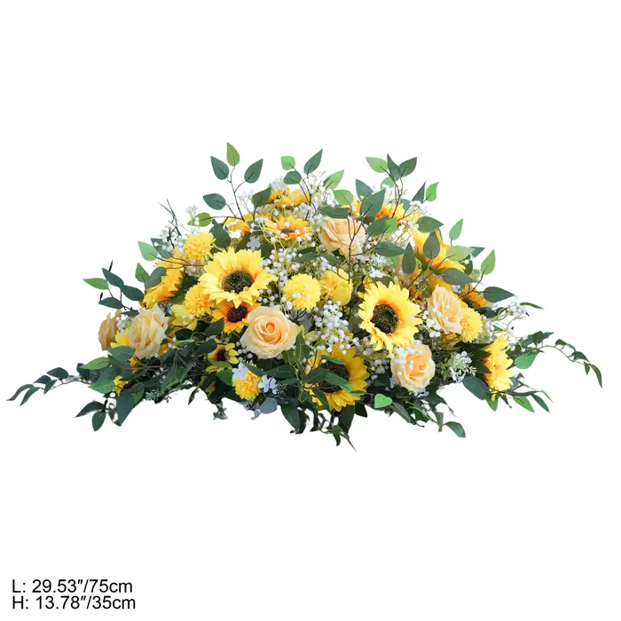 XUELY X9196 Composition florale artificielle de tournesols et verdure pour toile de fond de mariage