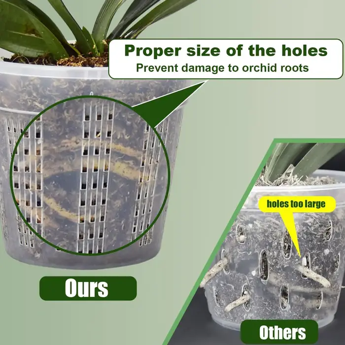 Pot à orchidées respirant avec fentes de ventilation, accessoires de jardinage pour le contrôle des racines, idéal pour les Phalaenopsis, les plantes feuillues et les succulentes