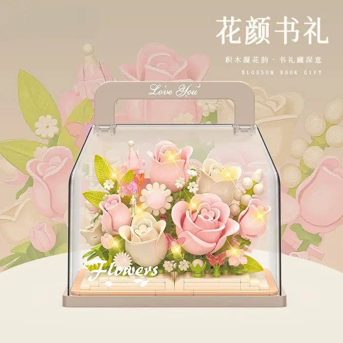 Série de plantes à fleurs éternelles, blocs de construction, Kit de modèles, jouet d'assemblage de p