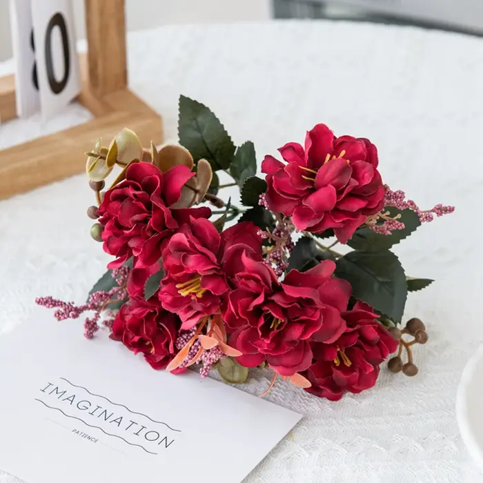 Fleurs artificielles Scrapbooking Soie Cerise Vase Maison Chambre Décor En Plein Air De Mariage Jardin Bouquet Broche Diy Festival Couronne