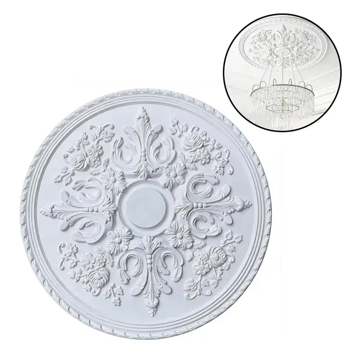 Médaillon de plafond sculpté floral de 60 cm