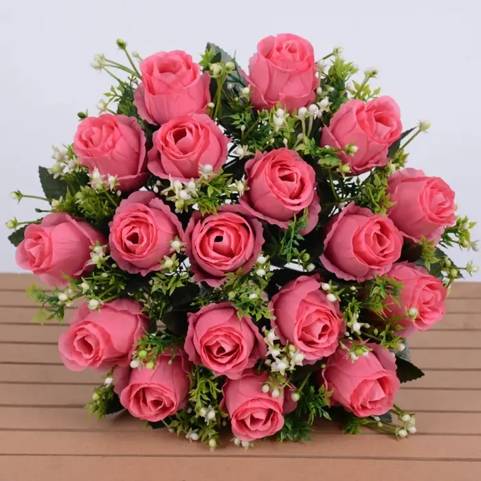 18 Têtes de fleurs artificielles réalistes, 10 couleurs, mini roses de la Saint-Valentin, pour photographie, cadeau, rose naturelle simulée, décoration intérieure