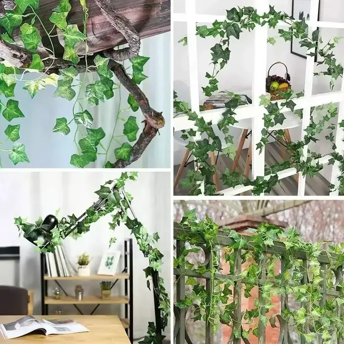 Guirlande de feuilles de lierre artificielles vertes