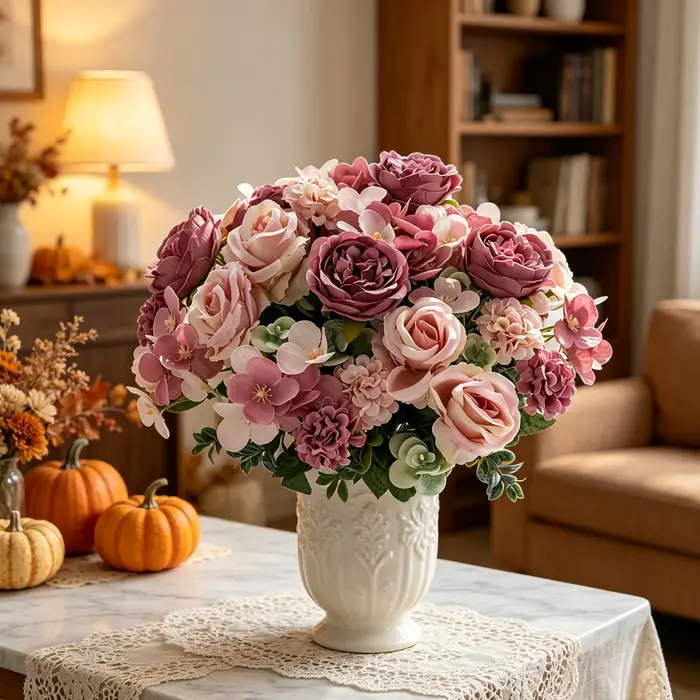 Fleurs artificielles en soie : pivoine