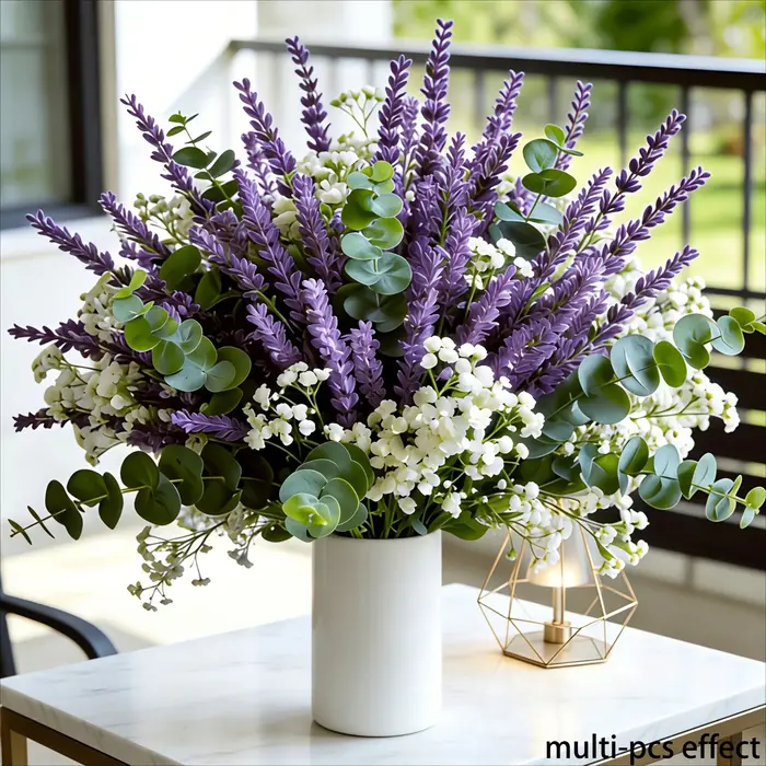 1/2/3/5 pièces de fleurs artificielles de lavande, fausses fleurs de lavande violettes, adaptées à la décoration intérieure/extérieure, aux porches et aux cours.