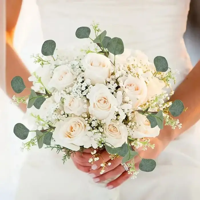 Plantes artificielles feuilles d'eucalyptu tige branche d'eucalyptus Festival couronne Bouquet Floral mariage vacances maison chambre Vase bricolage décor