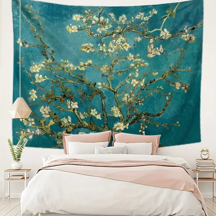 VIKAMA Van Gogh fleur d'abricot Art tapisserie fleurs blanches Vintage peinture à l'huile Style salon caractéristique décoration murale