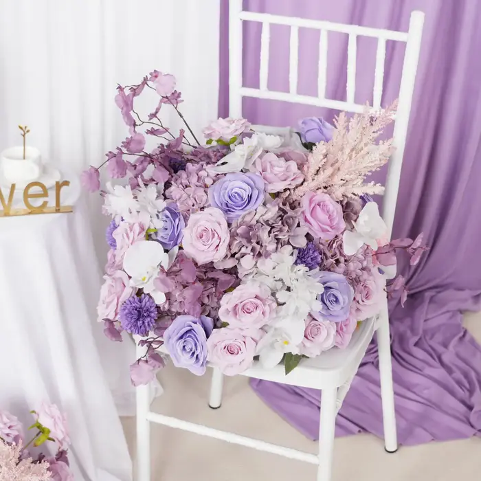 Décoration florale de luxe Uflower : Arche de mariage en roses artificielles violettes, arrangements pour scène de fête et accessoires en panneau KT